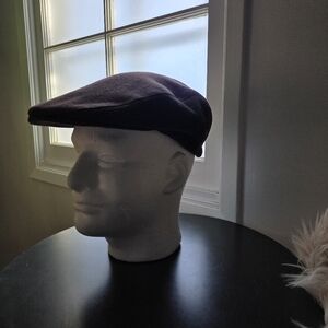 Vintage brown cap/wool felt soft unisex style/lined cap/Andy Capp/newsboy/Britis